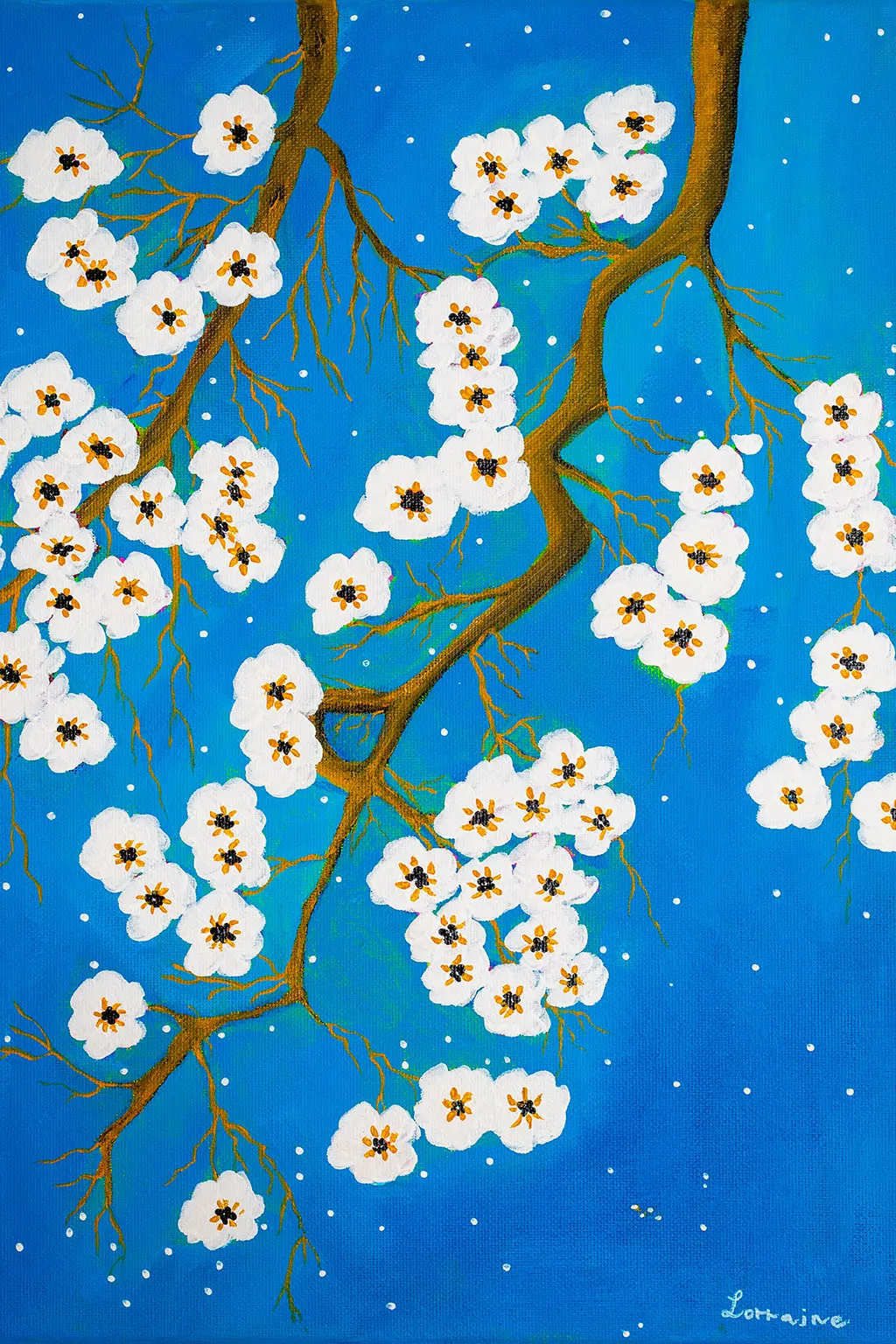 Lorraine Artsy White Blossoms