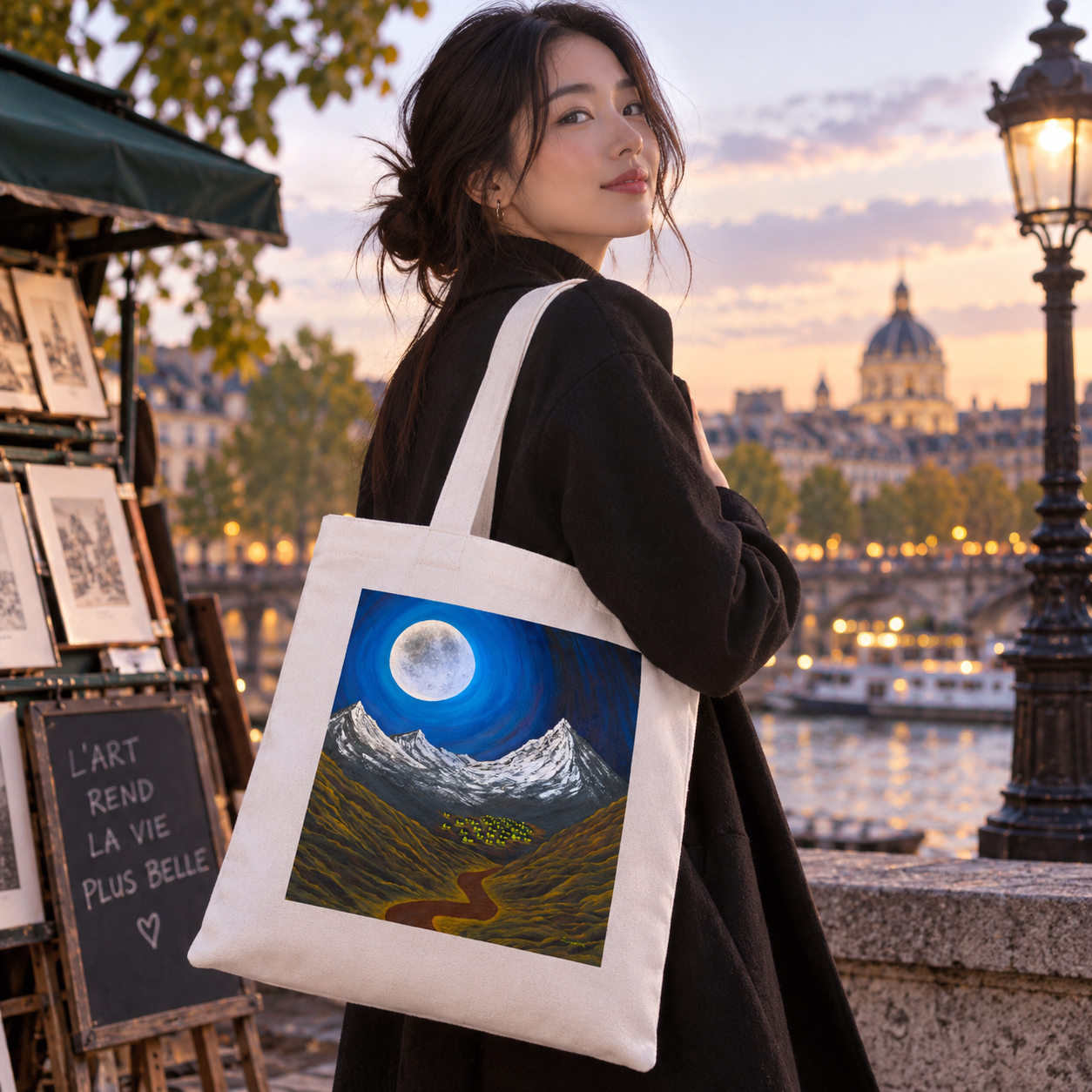 Majestic Moon - Premium Organic Cotton Tote Bag - Image 6